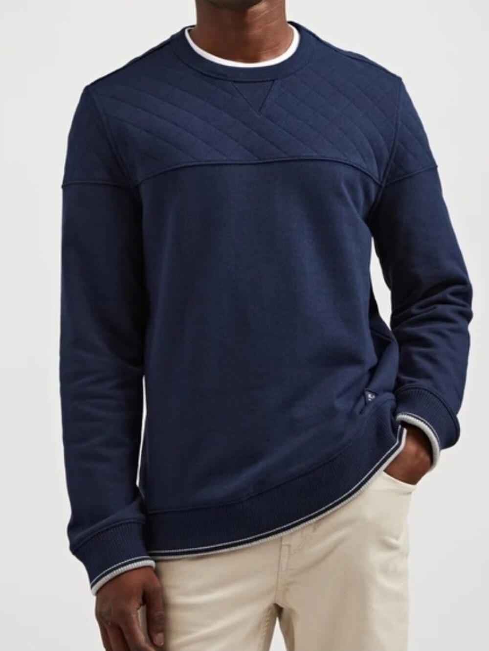 NWT Ben Sherman Quilted Fleece Crewneck Sweatshirt Navy Blue XL